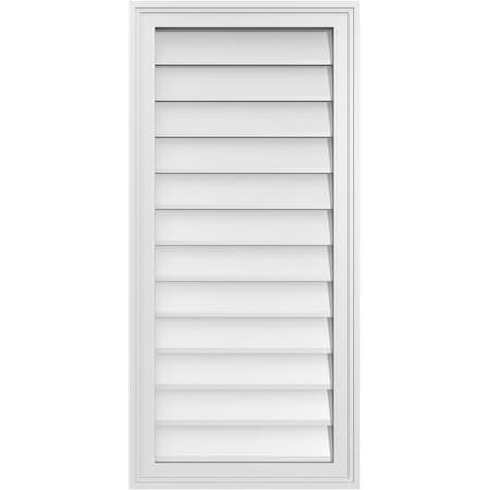 Ekena Millwork Vertical Surface Mount PVC Gable Vnt: Non-Functional, w/2"W x 1-1/2"H, Brickmould Frame, 18"W x 38"H GVPVE18X3802SN